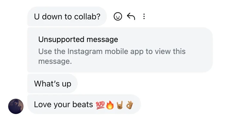 Instagram DM: down to collab, love your beats