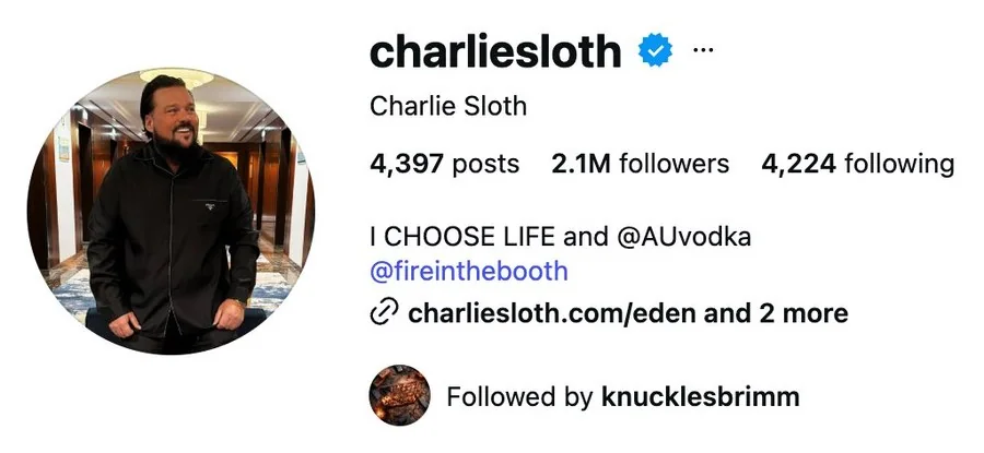Charlie Sloth Instagram, 2.1M followers, Fire in the Booth