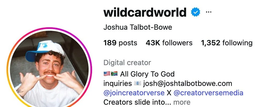 wildcardworld Instagram, verified creator, 43K followers